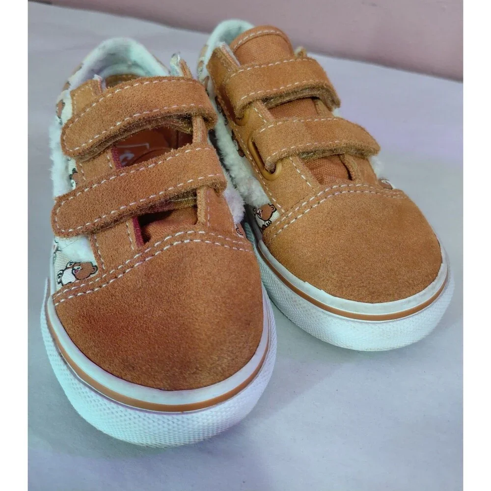 Vans Old Skool Brown Suede Canvas Toddler Shoes Size 9 Unisex